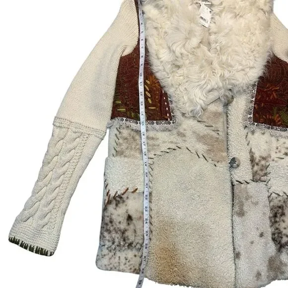 Nigel Preston Lambskin & Wool Knit Patchwork Artisan Jacket Size Small NWT